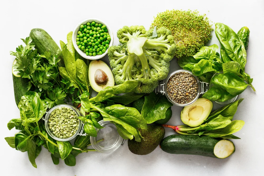 Fresh green produce and herbs